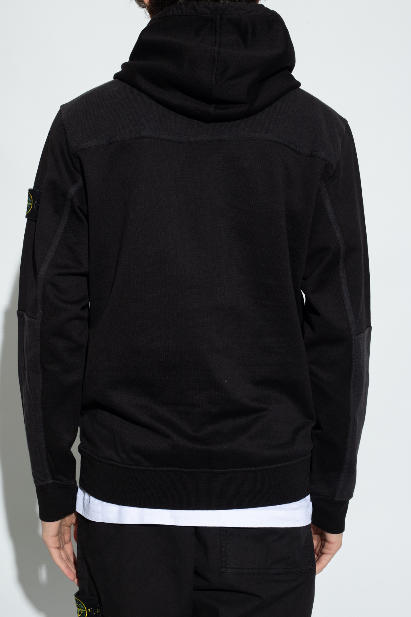 Stone island clearance logo patch hoodie